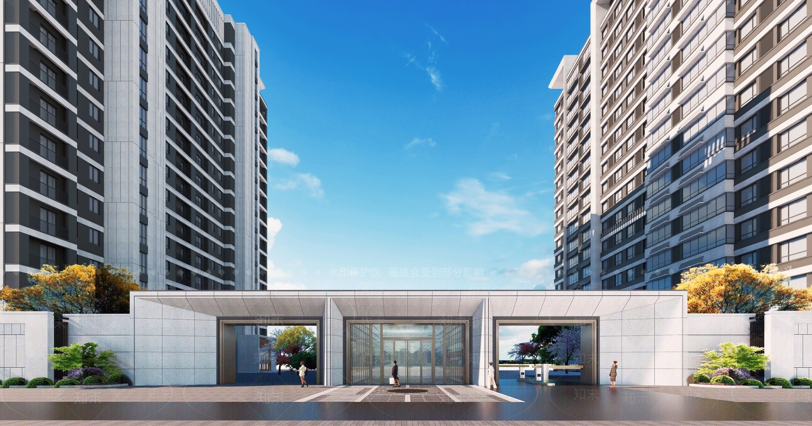 现代风格小区大门SU模型下载【ID:1140340418】