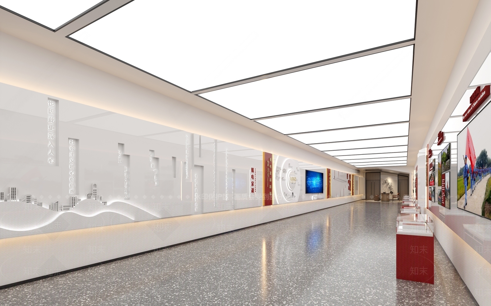 现代党建展厅SU模型下载【ID:1140343719】