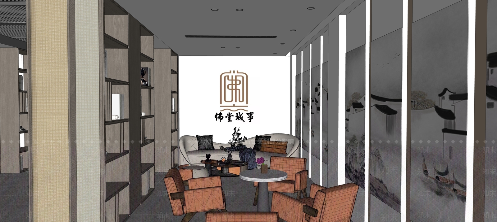 现代银行休息区SU模型下载【ID:1140343869】