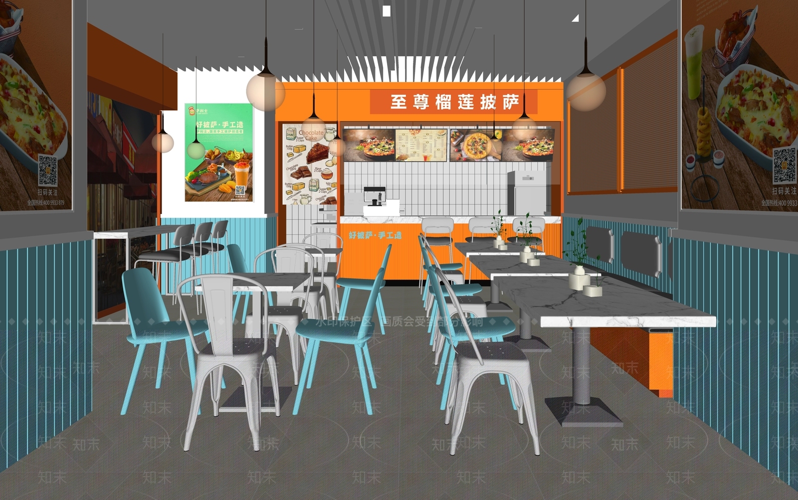 现代披萨快餐店SU模型下载【ID:1140344300】