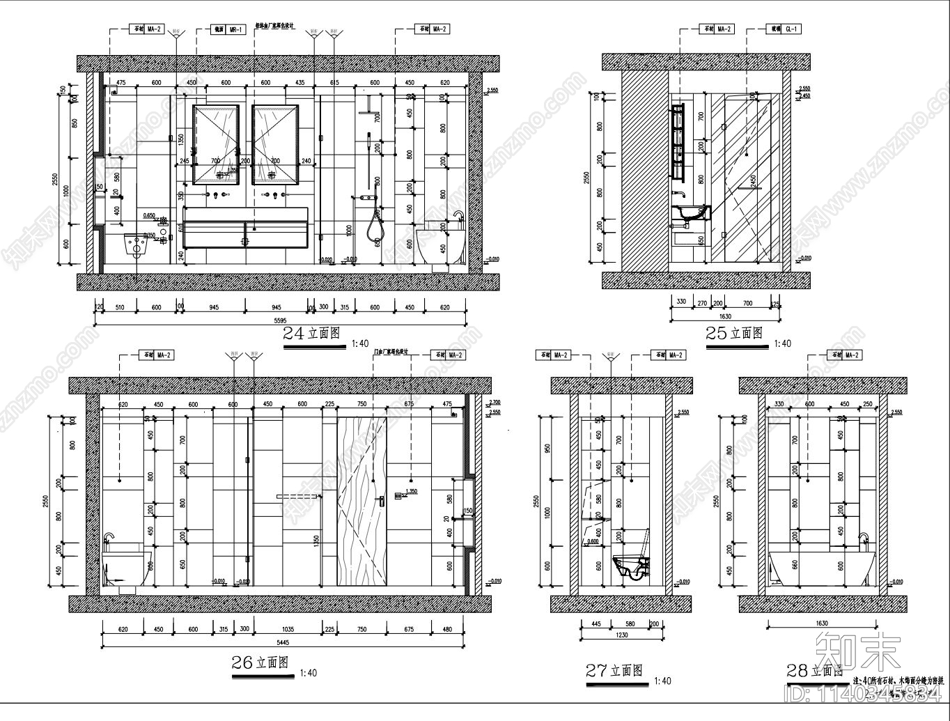 万科143平现代大平层cad施工图下载【ID:1140345834】