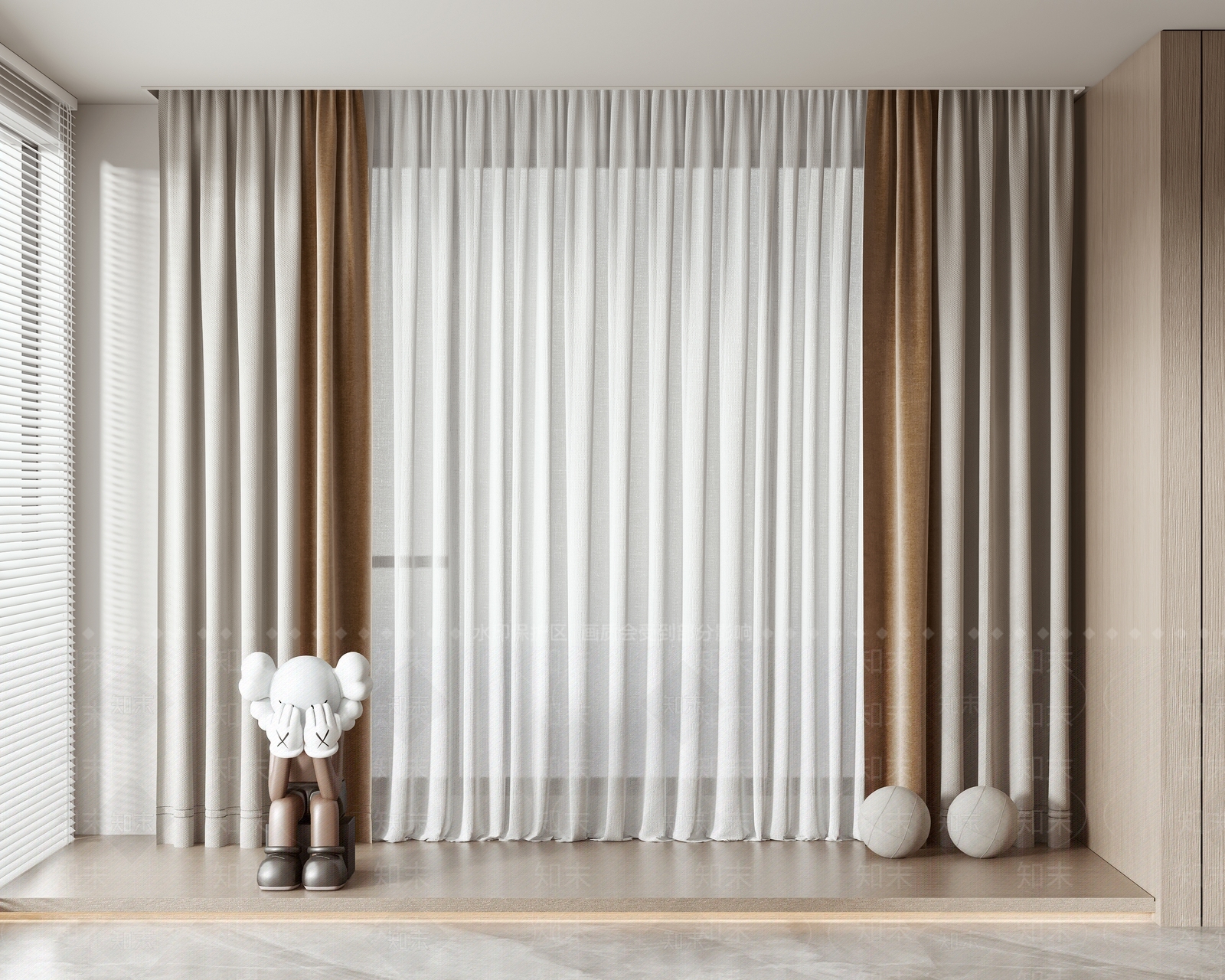 现代窗帘3D模型下载【ID:1140347706】