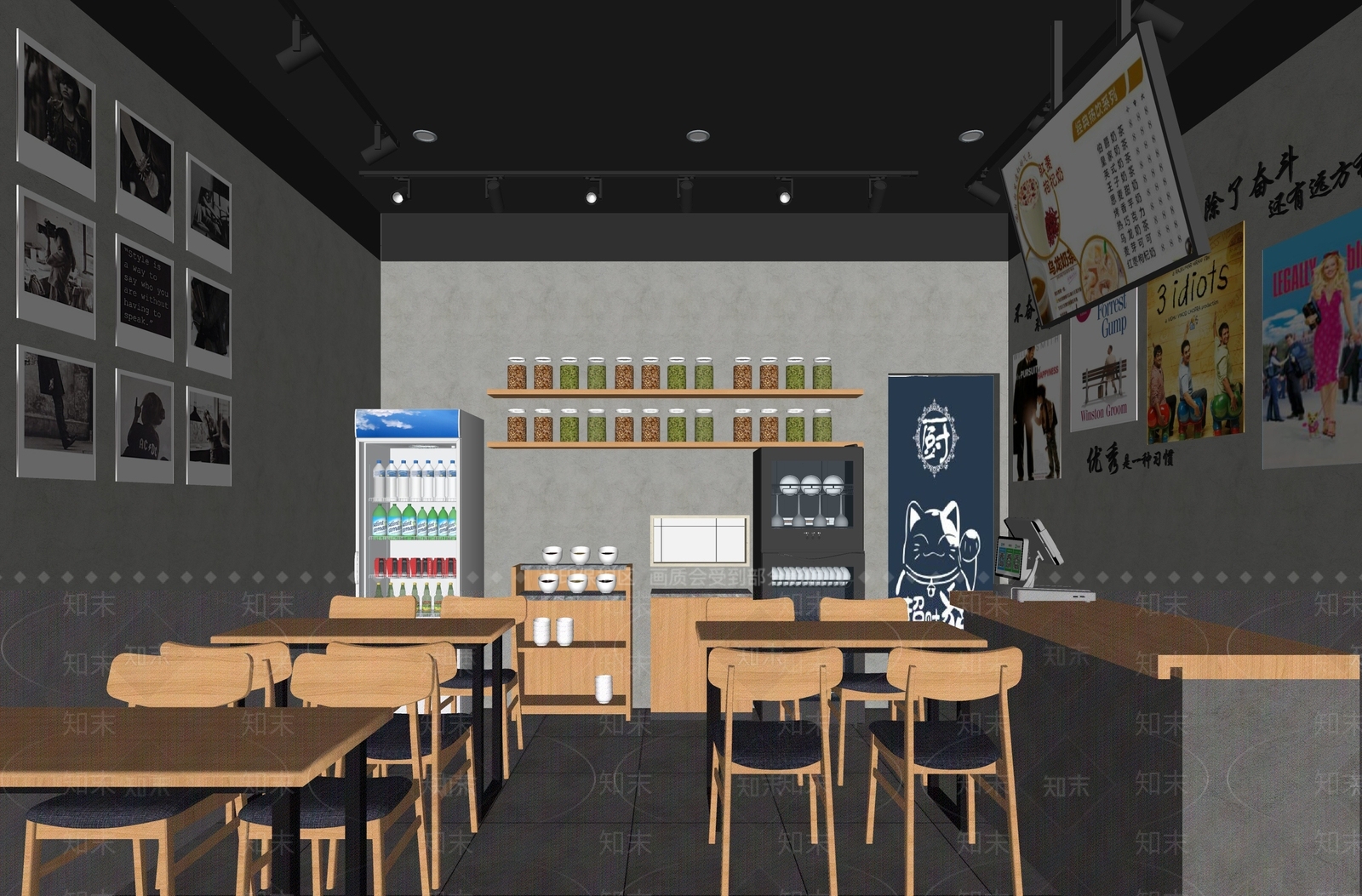 现代快餐店SU模型下载【ID:1140349956】