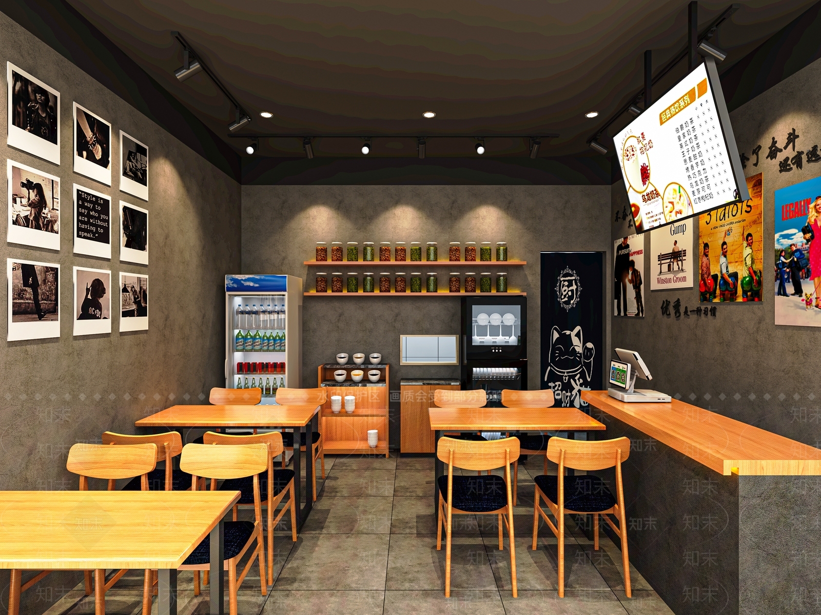 现代快餐店SU模型下载【ID:1140349956】