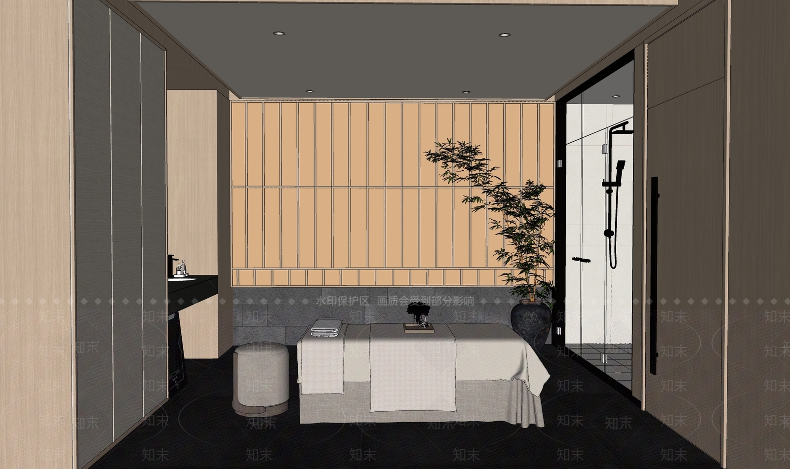 新中式SPA会所SU模型下载【ID:1140351878】