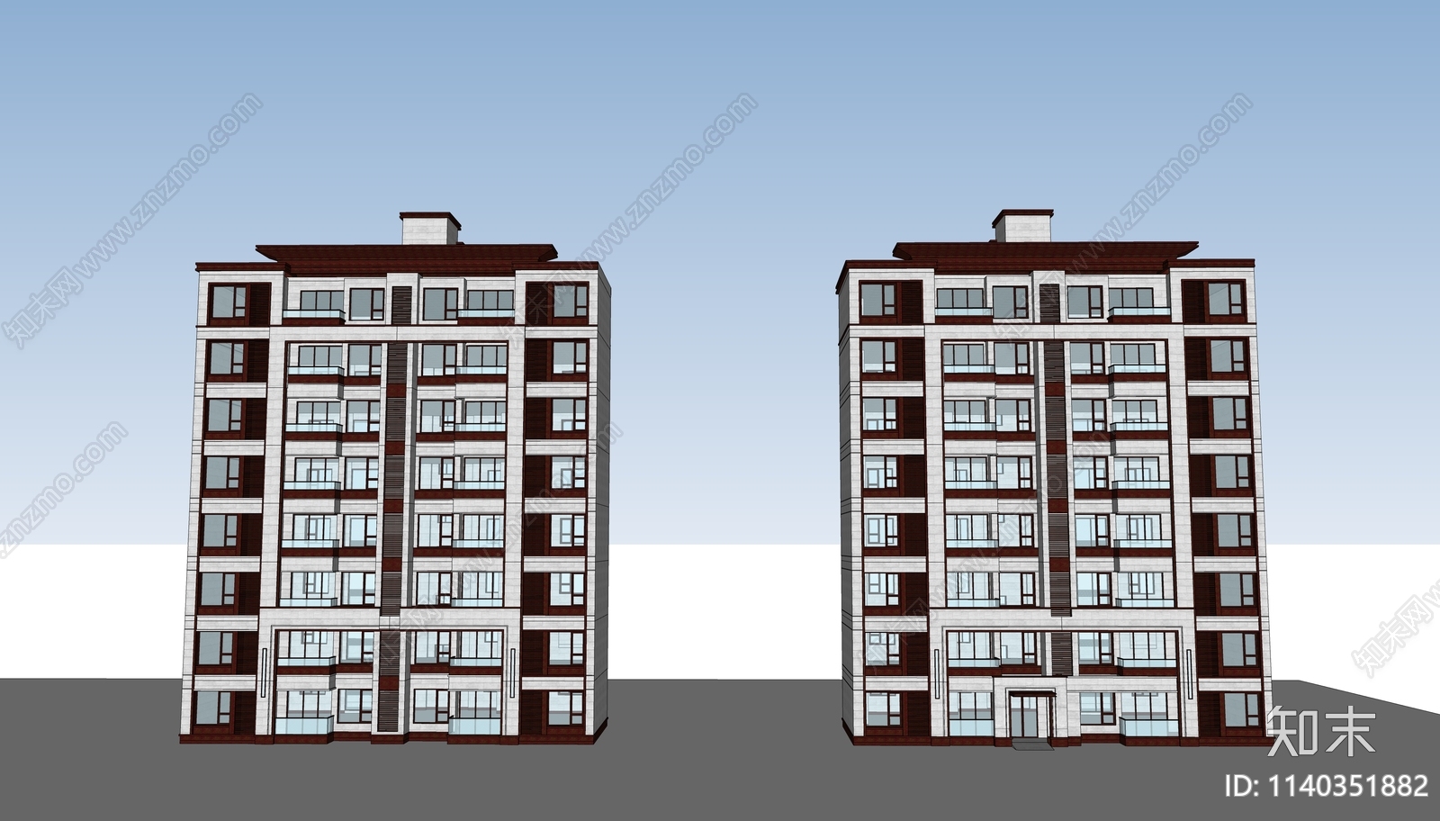 现代多层住宅SU模型下载【ID:1140351882】