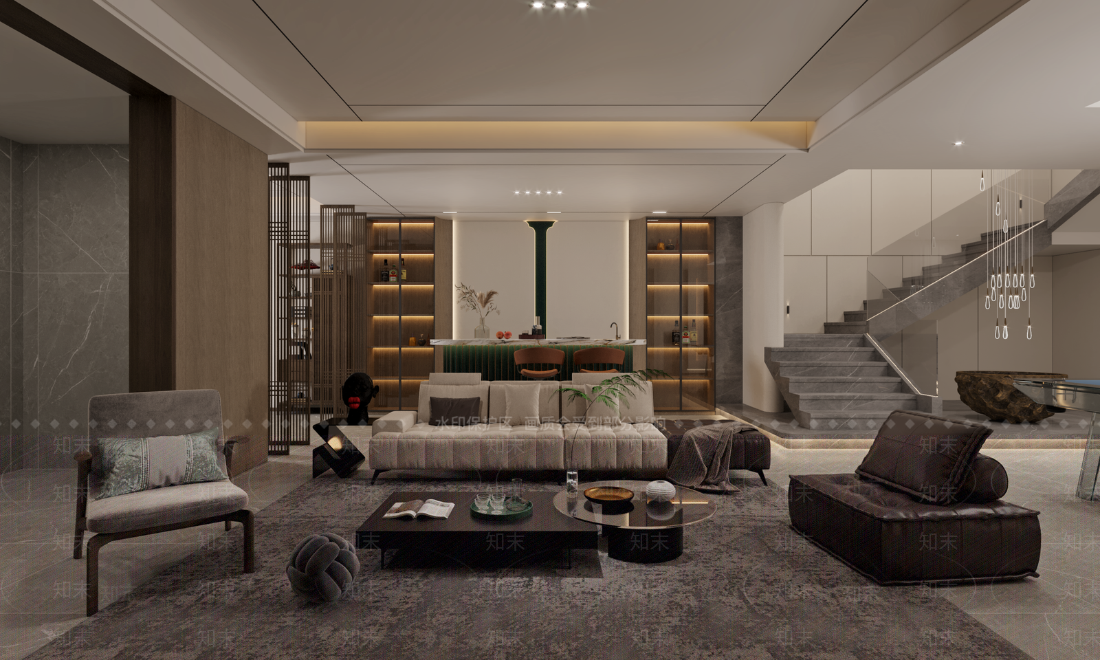 现代酒店大堂3D模型下载【ID:1213891595】