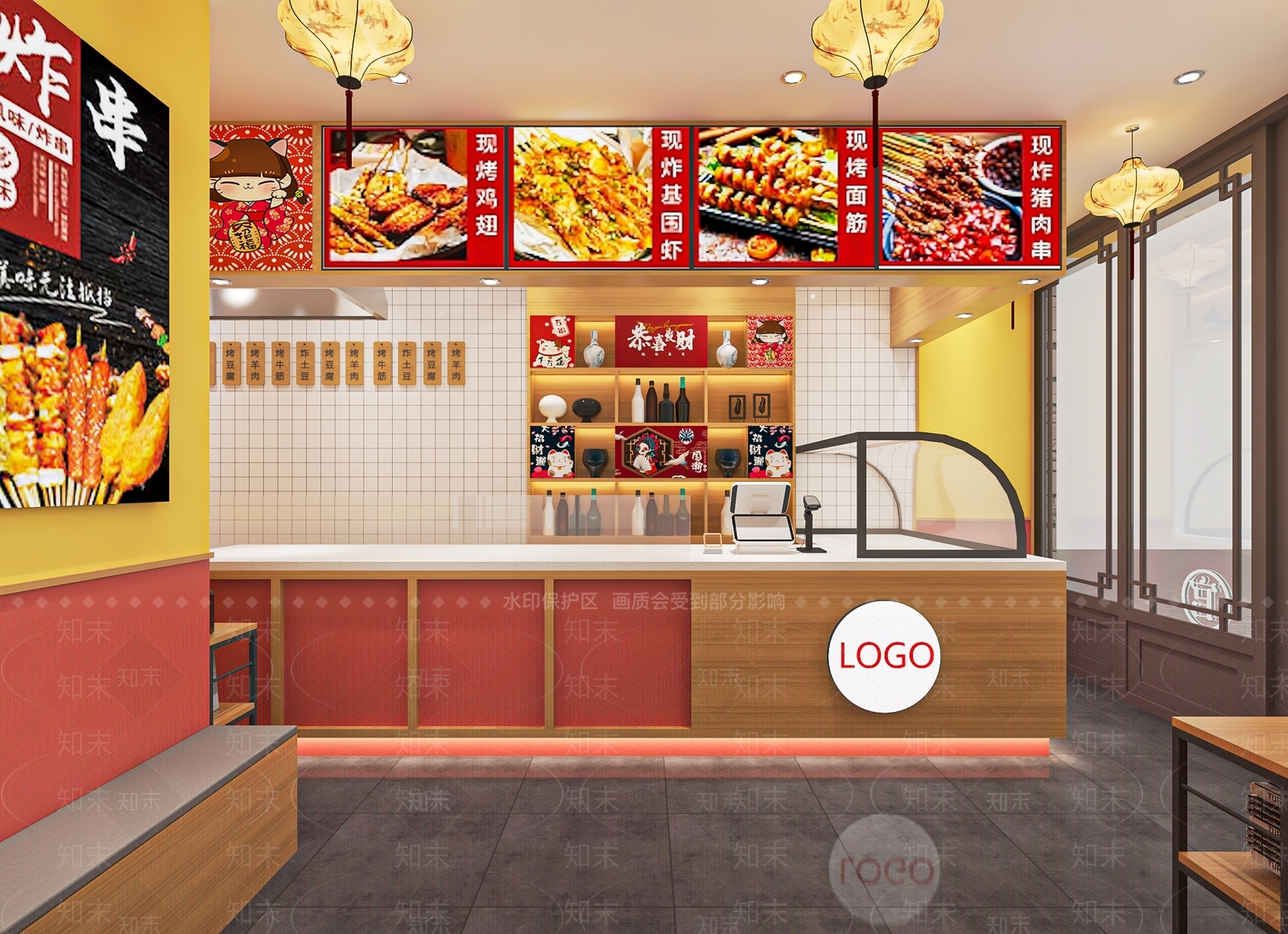 现代炸串店SU模型下载【ID:1140354613】