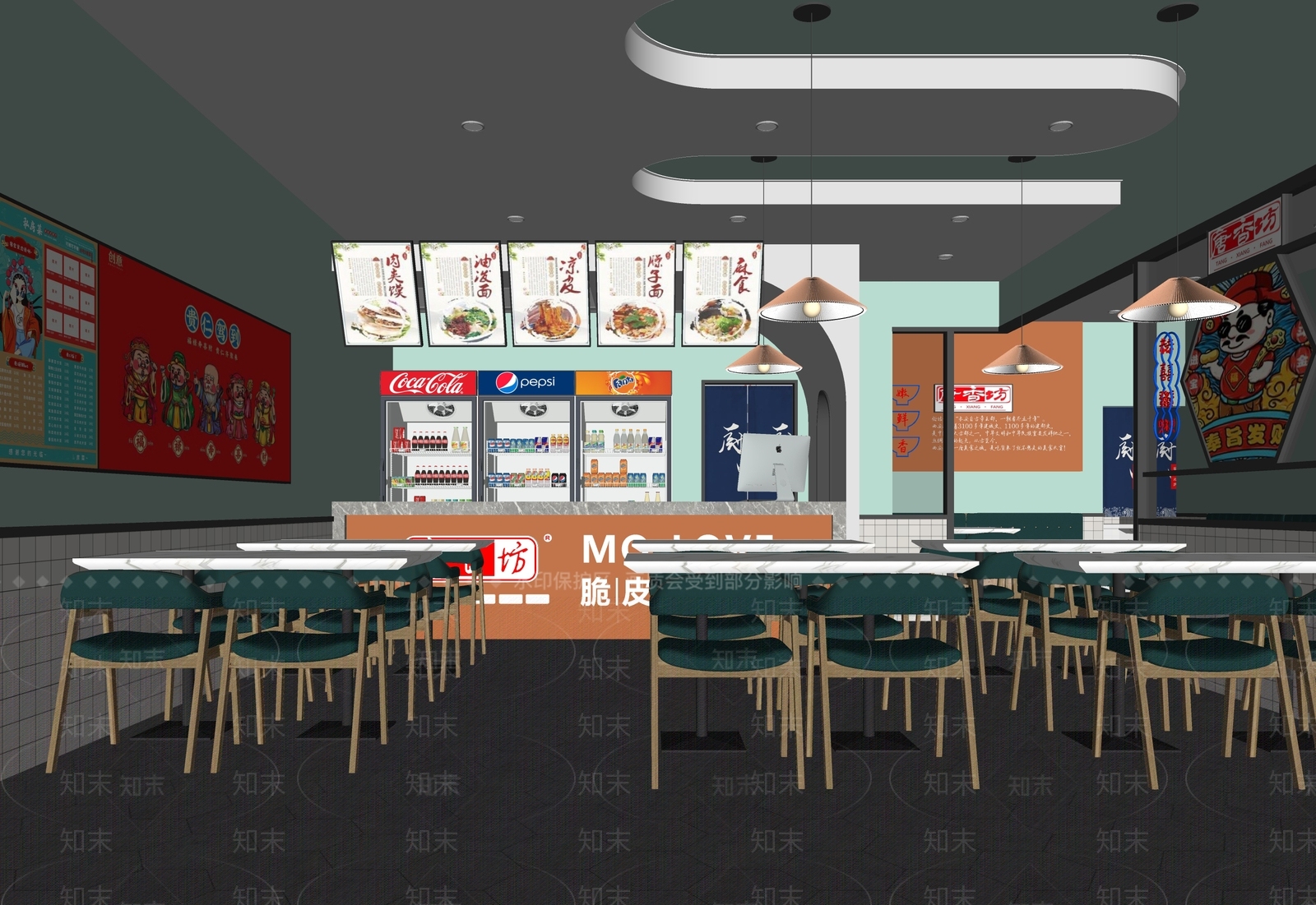 现代快餐店SU模型下载【ID:1140357063】