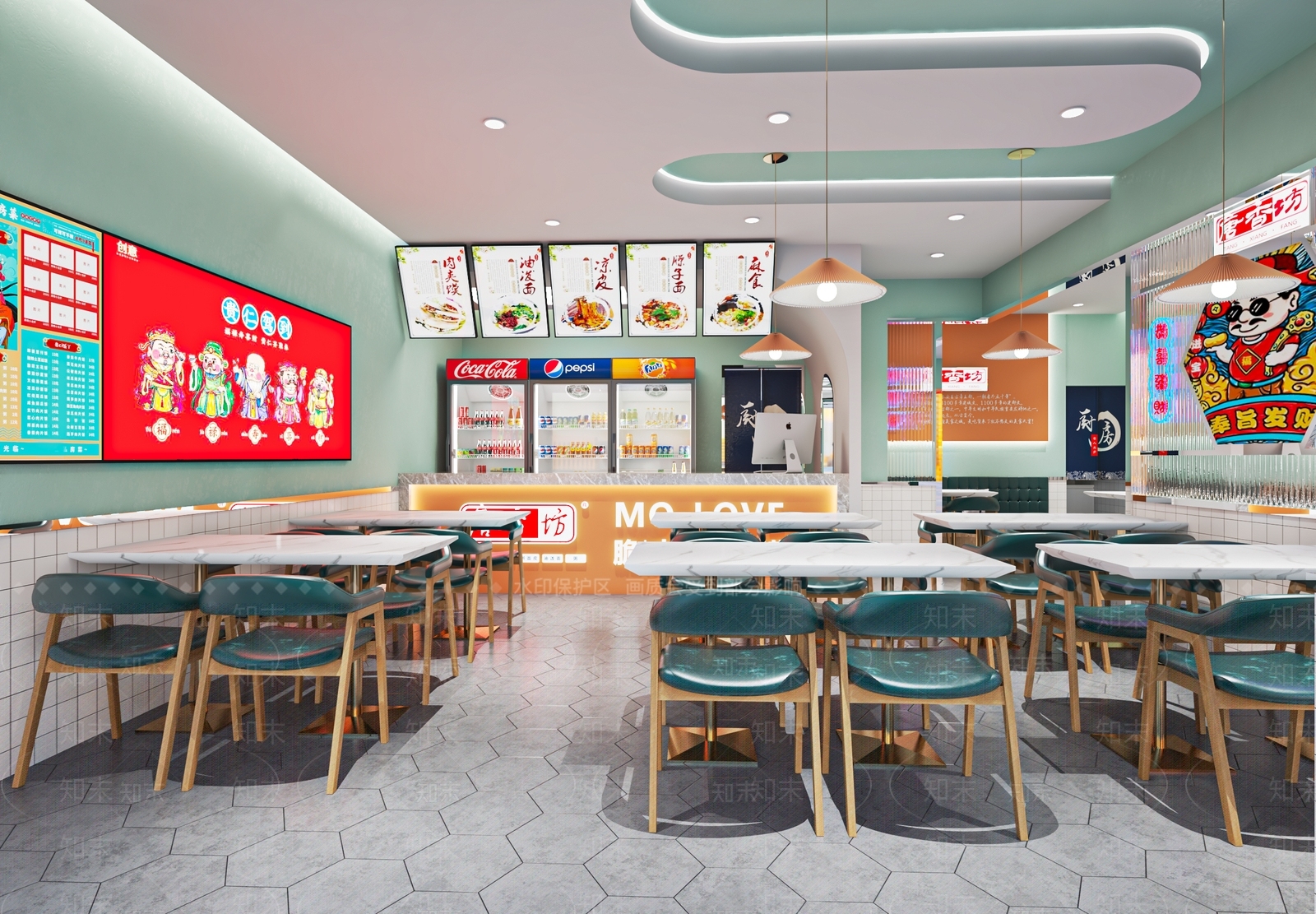 现代快餐店SU模型下载【ID:1140357063】