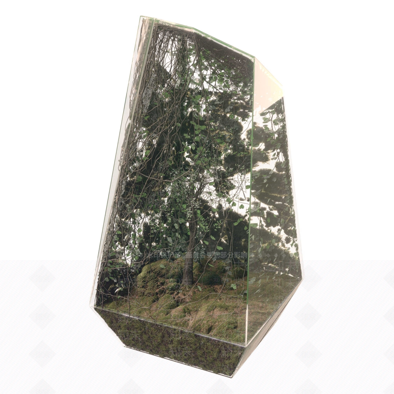 brownstone现代琥珀水晶植物摆件组合3D模型下载【ID:1140358382】