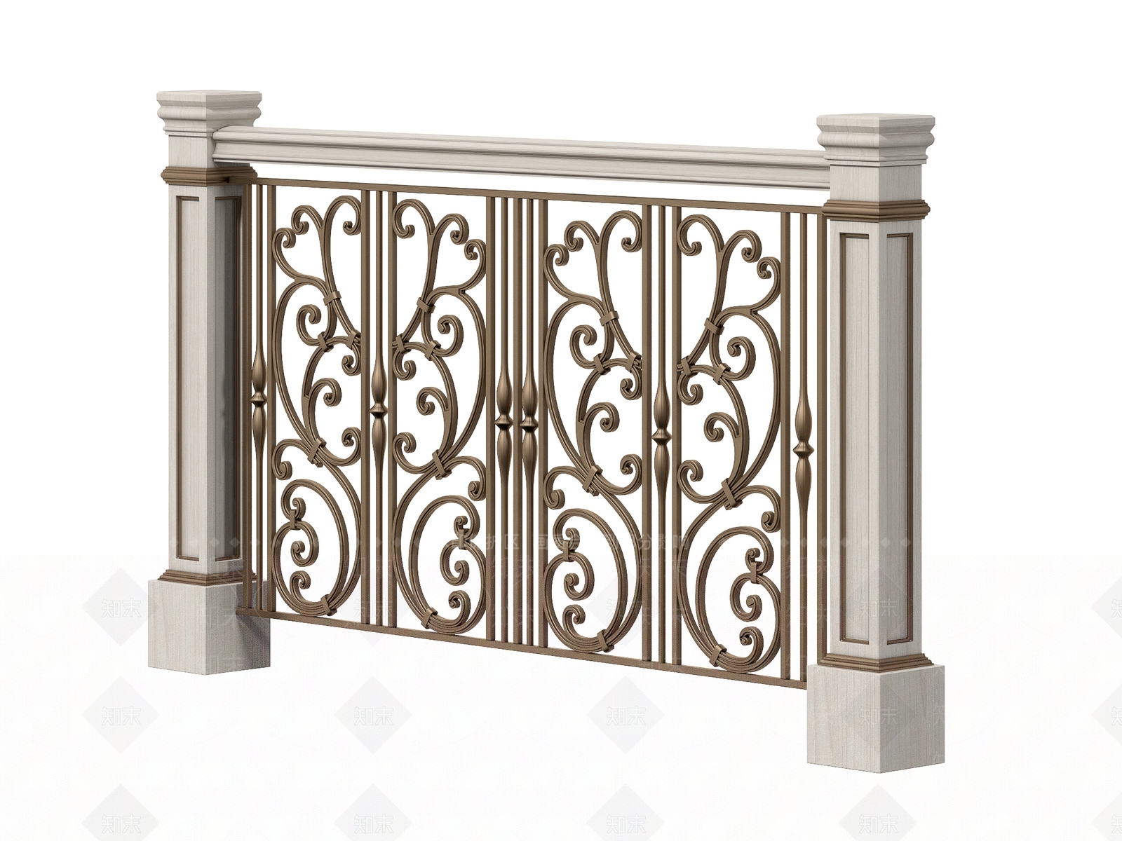 简欧铁艺雕花扶手SU模型下载【ID:1140358521】