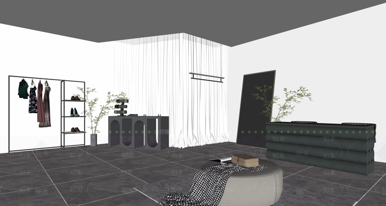 现代服装店SU模型下载【ID:1140365142】