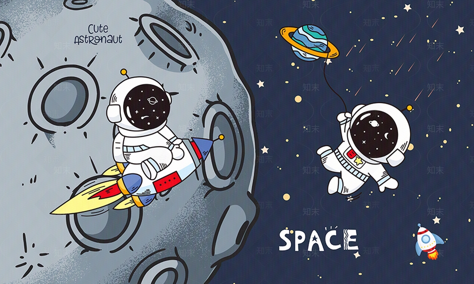 儿童房太空星空壁纸贴图下载【ID:1140364731】