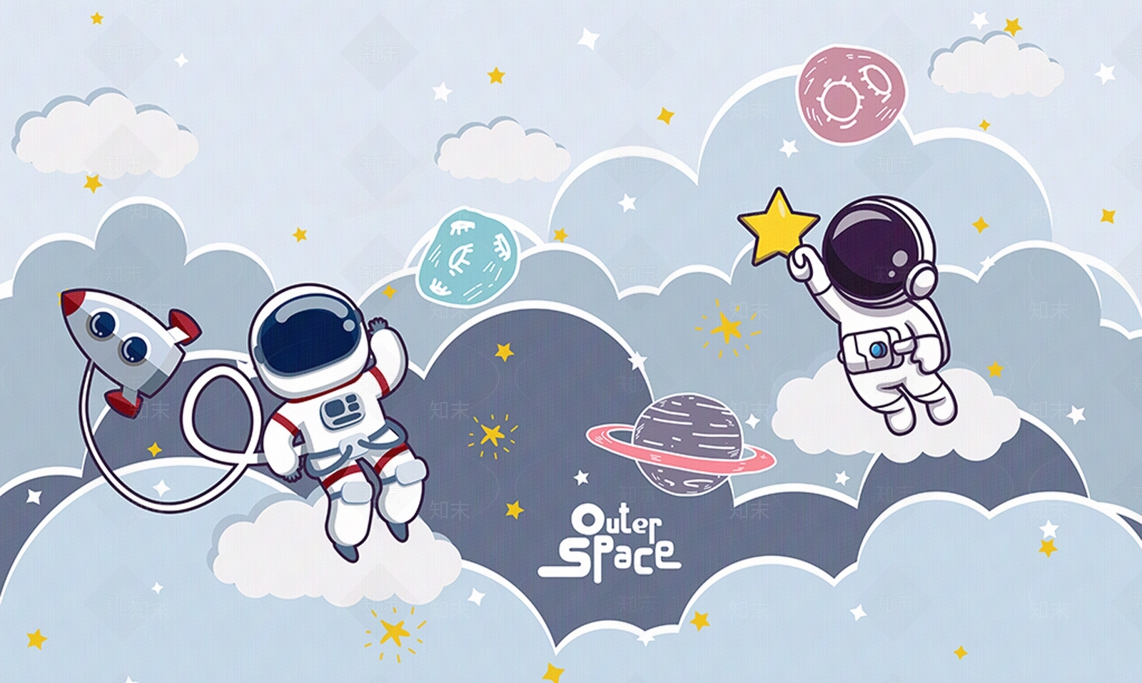 儿童房太空星空壁纸贴图下载【ID:1140364925】