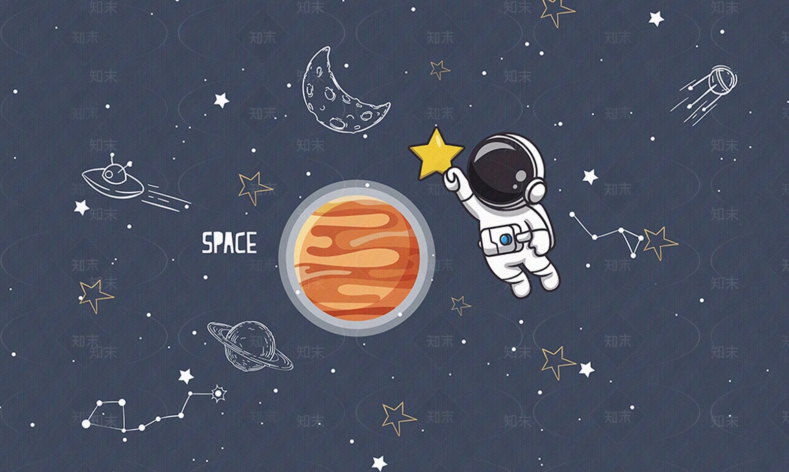 儿童房太空星空壁纸贴图下载【ID:1140365315】