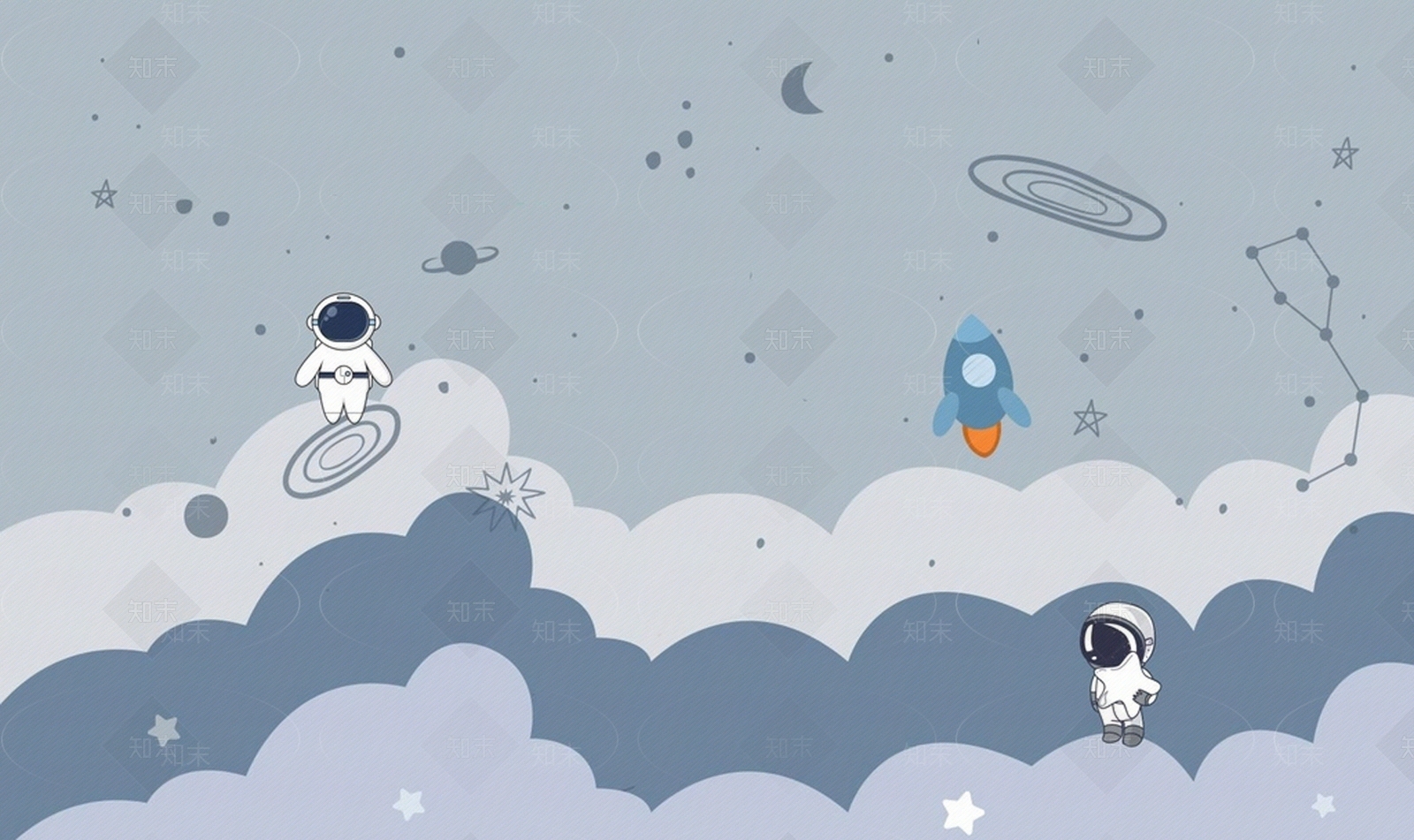 儿童房太空星空壁纸贴图下载【ID:1140365907】