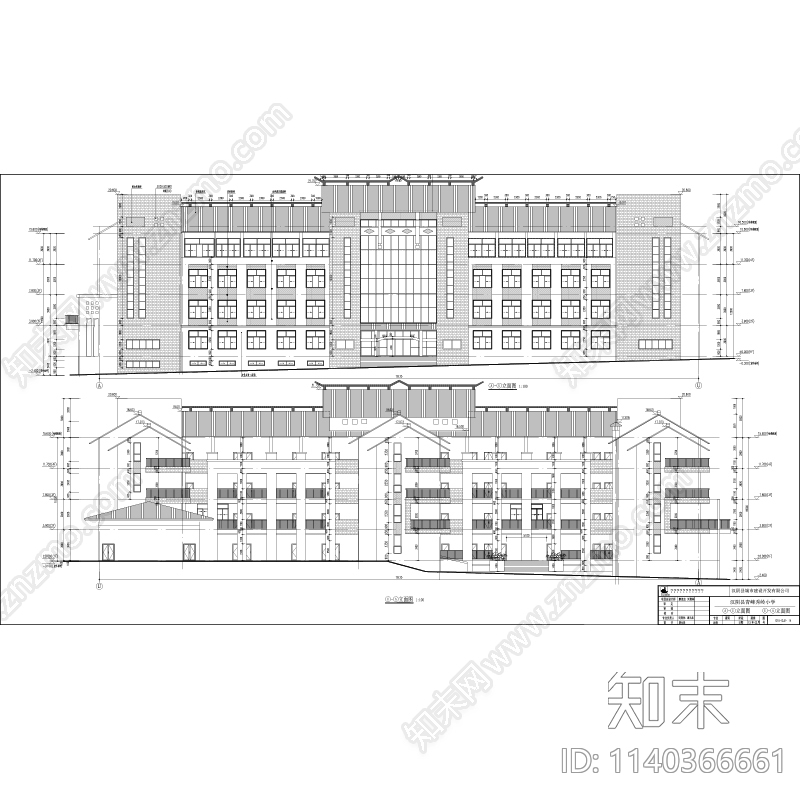 陕西某中式风小学建筑cad施工图下载【ID:1140366661】