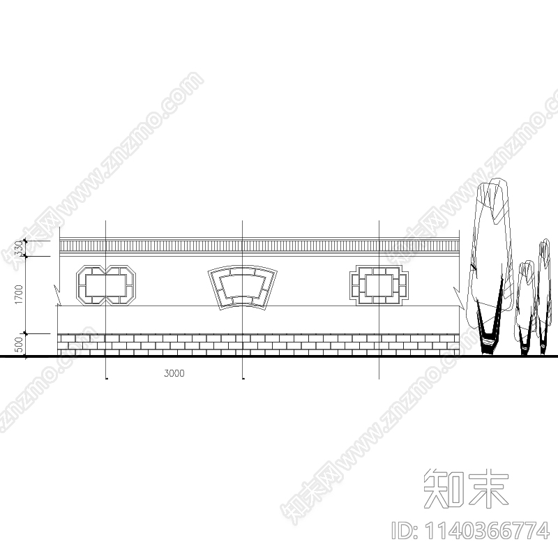 新中式景墙cad施工图下载【ID:1140366774】