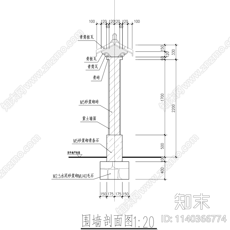 新中式景墙cad施工图下载【ID:1140366774】