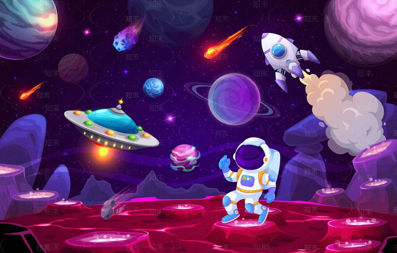 儿童房太空星空壁纸贴图下载【ID:1140366959】