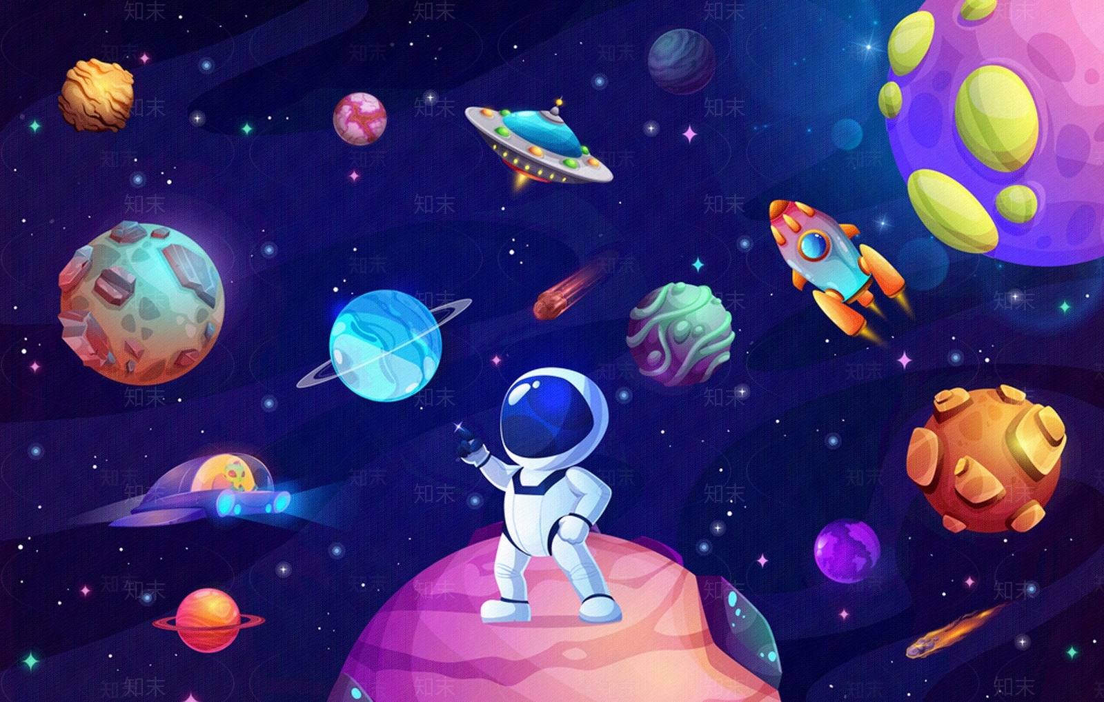 儿童房太空星空壁纸贴图下载【ID:1140367098】