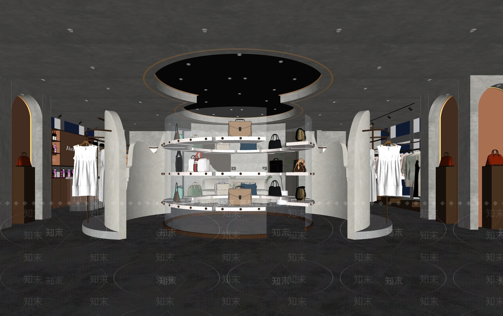 现代服装箱包店SU模型下载【ID:1140369111】