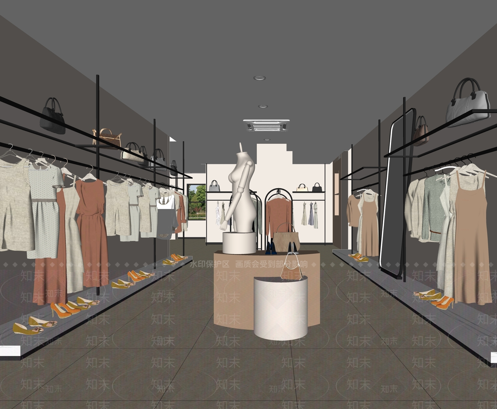 现代服装箱包店SU模型下载【ID:1140369541】
