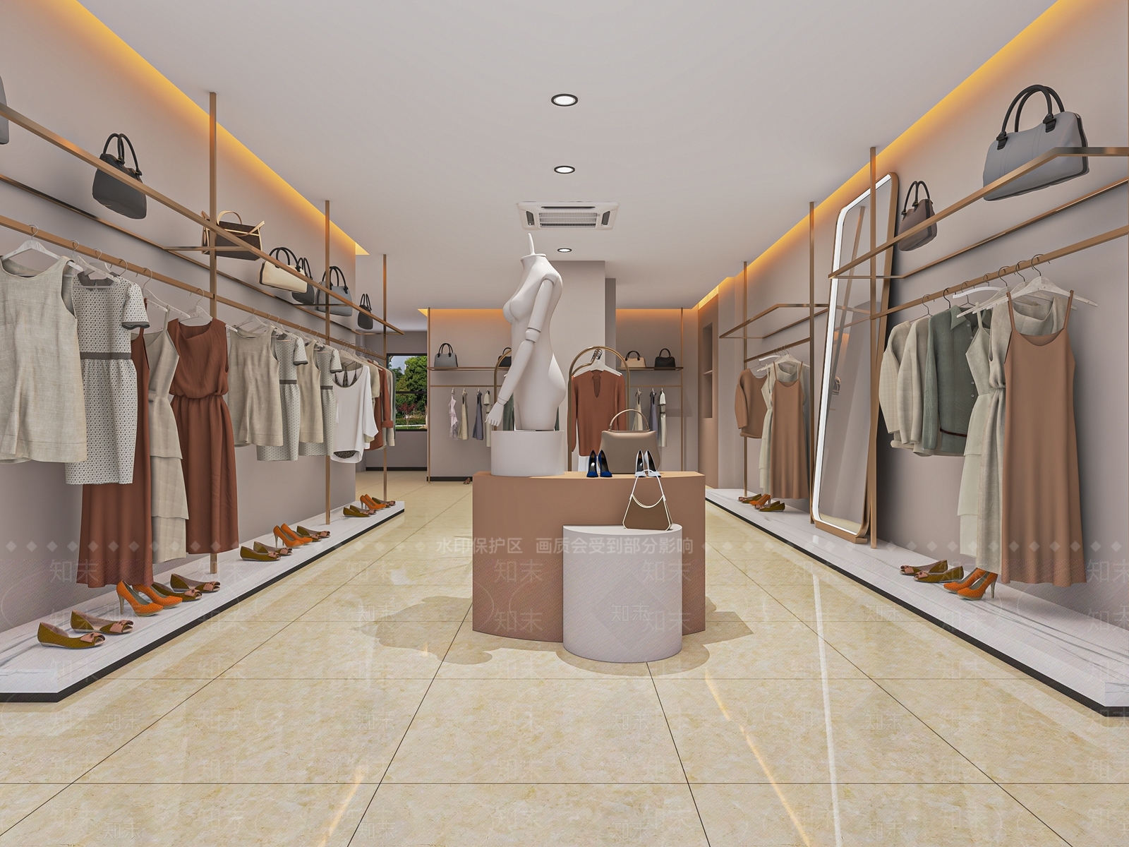 现代服装箱包店SU模型下载【ID:1140369541】