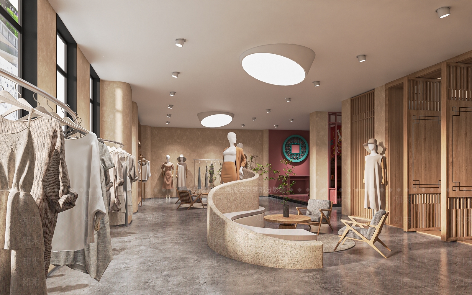 新中式服装店SU模型下载【ID:1140369616】