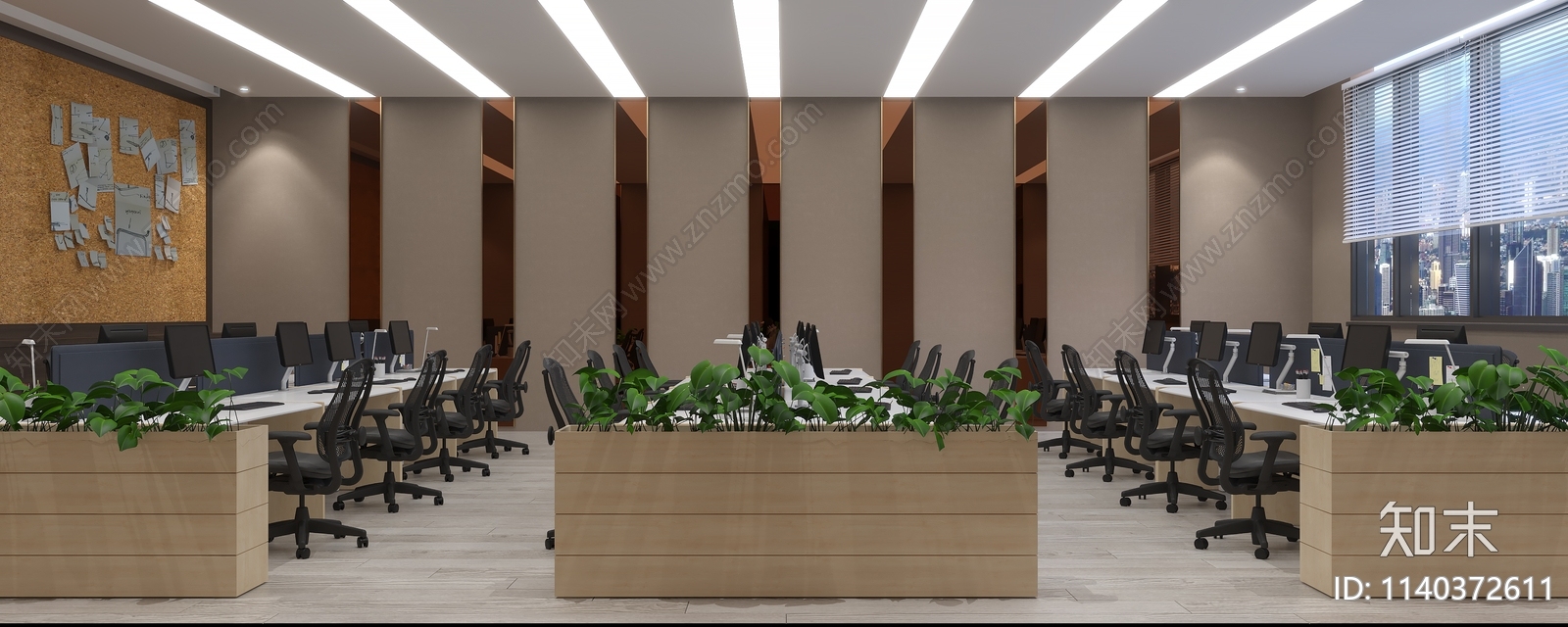 新中式办公室平面布置图cad施工图下载【ID:1140372611】