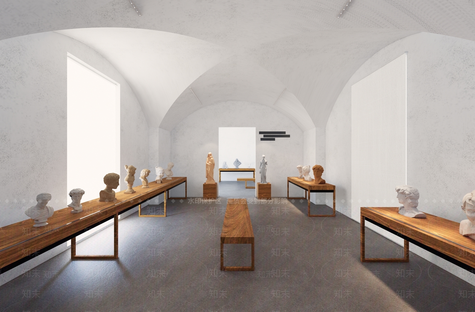 欧式石膏雕塑展厅SU模型下载【ID:1140377420】