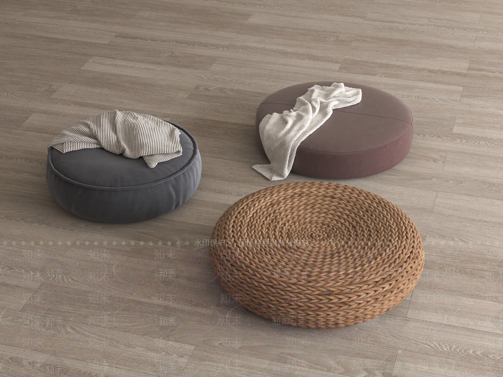 新中式蒲团坐垫3D模型下载【ID:1140378163】