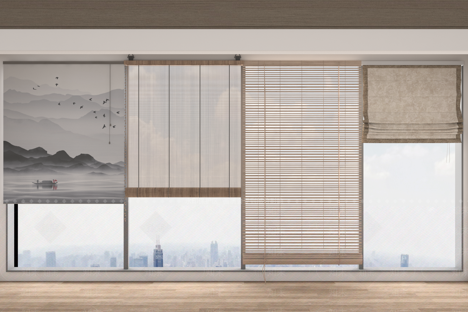 新中式竹帘3D模型下载【ID:1140378218】