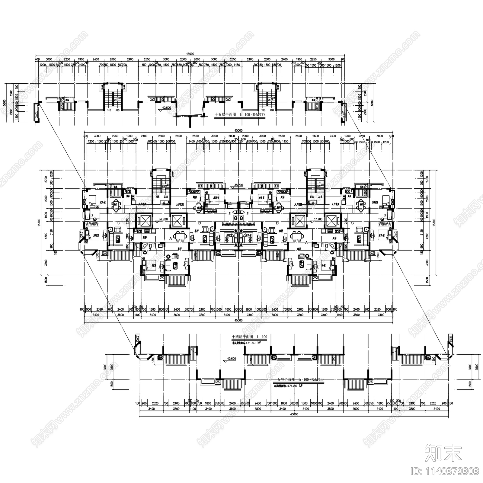 高层住宅建筑40套施工图下载【ID:1140379303】