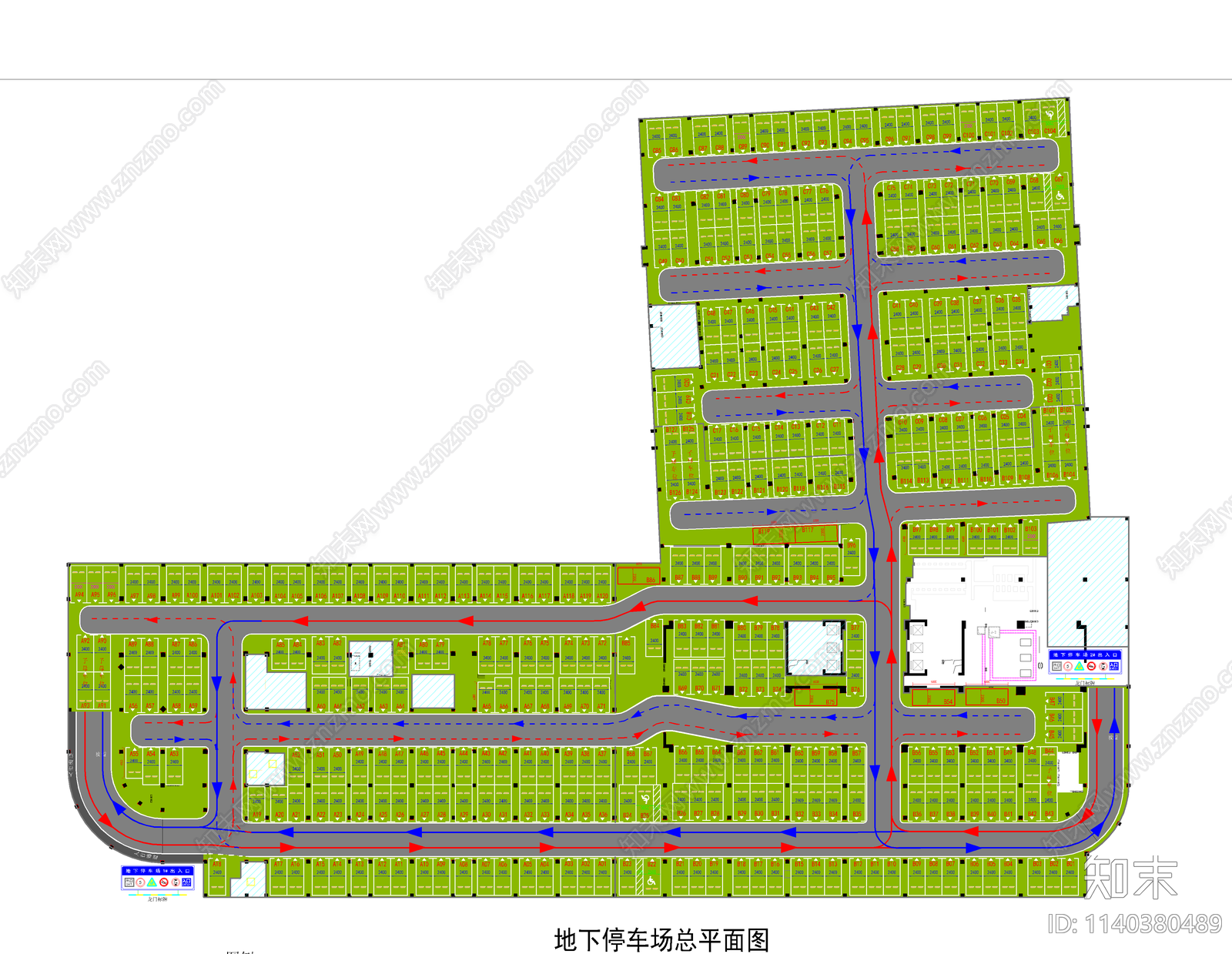 地下停车场标志cad施工图下载【ID:1140380489】