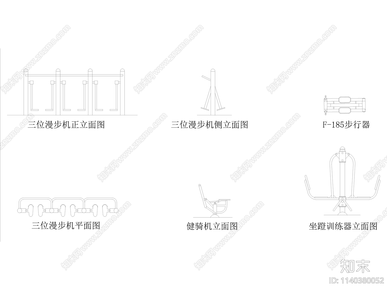 小区公园运动器材cad施工图下载【ID:1140380052】