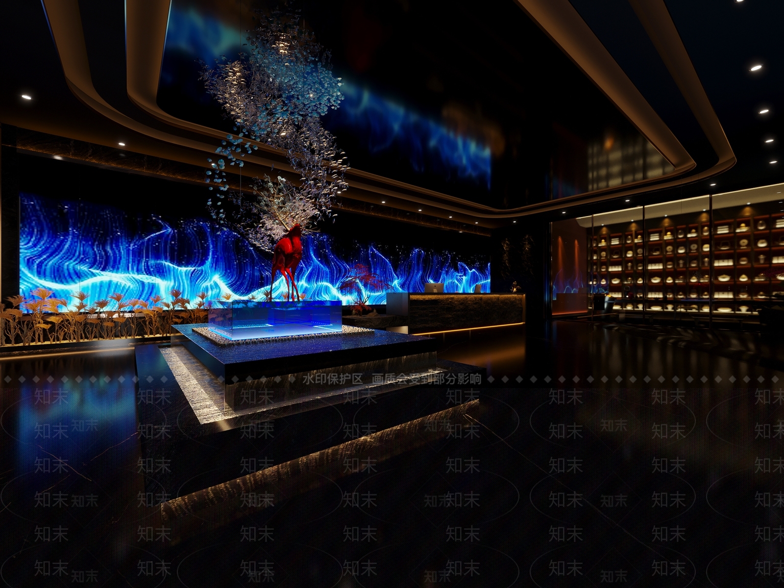 新中式足道洗浴中心大厅3D模型下载【ID:1140425627】