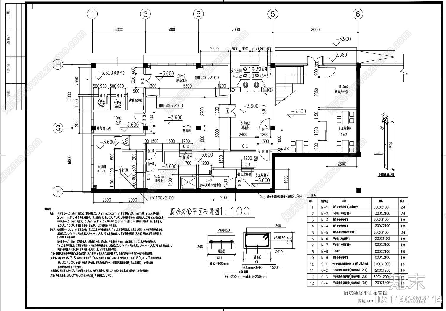 幼儿园厨房装修cad施工图下载【ID:1140383114】