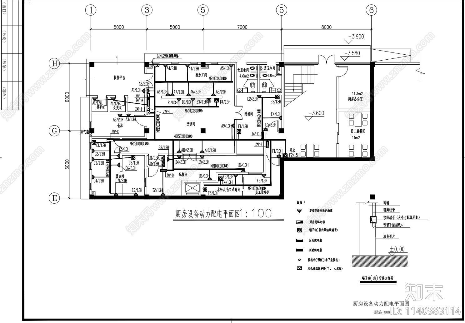 幼儿园厨房装修cad施工图下载【ID:1140383114】