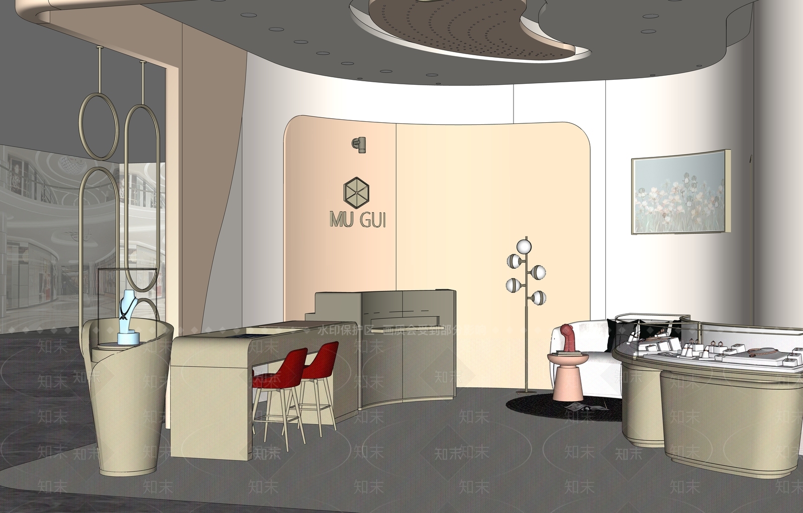 现代珠宝店SU模型下载【ID:1140385821】