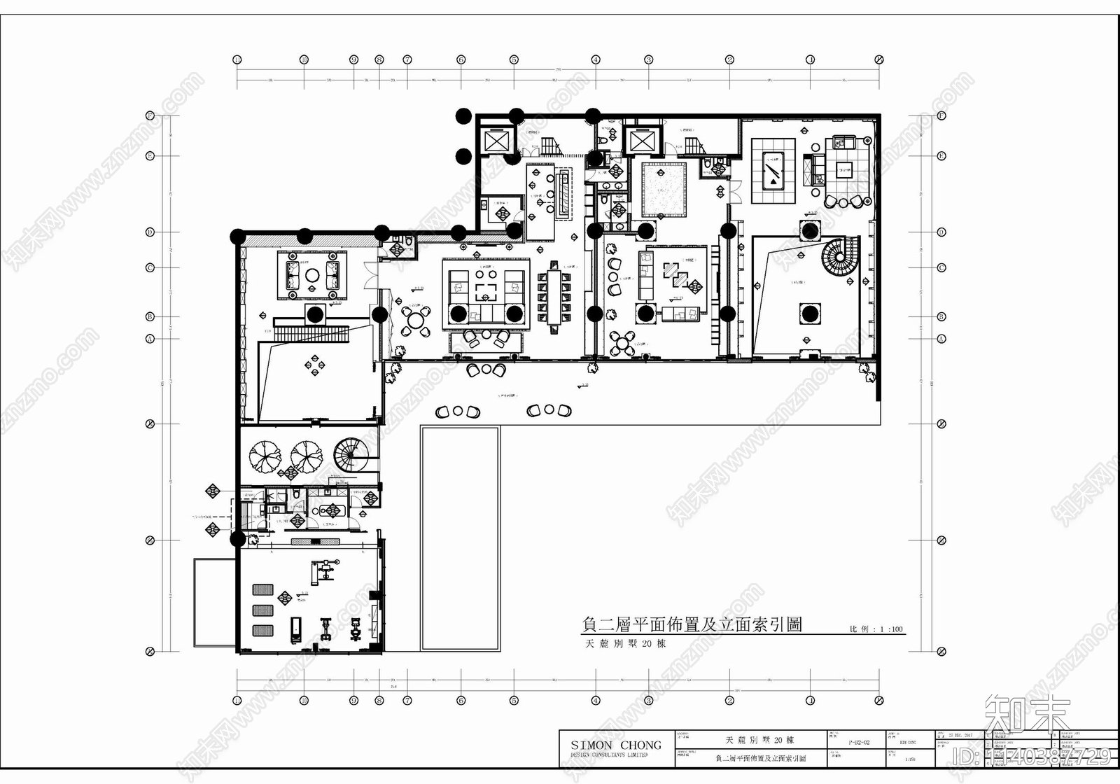 超级豪宅大别墅室内cad施工图下载【ID:1140387729】