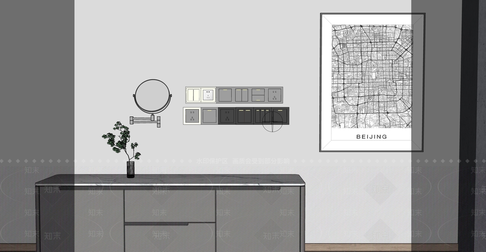 现代开关插座组合SU模型下载【ID:1140389511】
