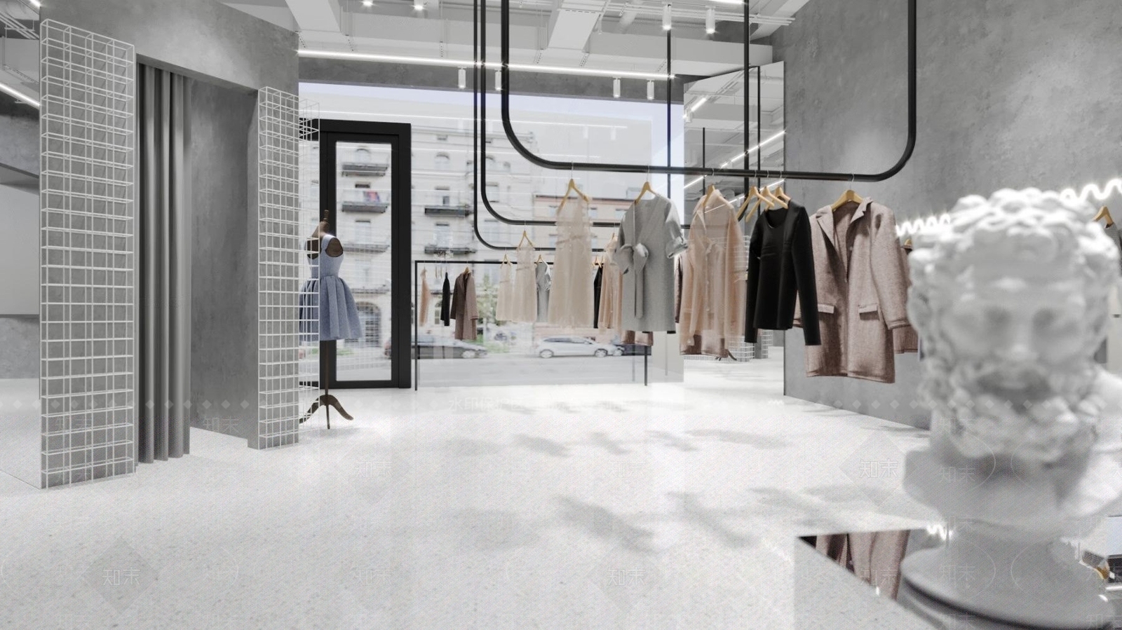现代服装箱包店SU模型下载【ID:1140390361】