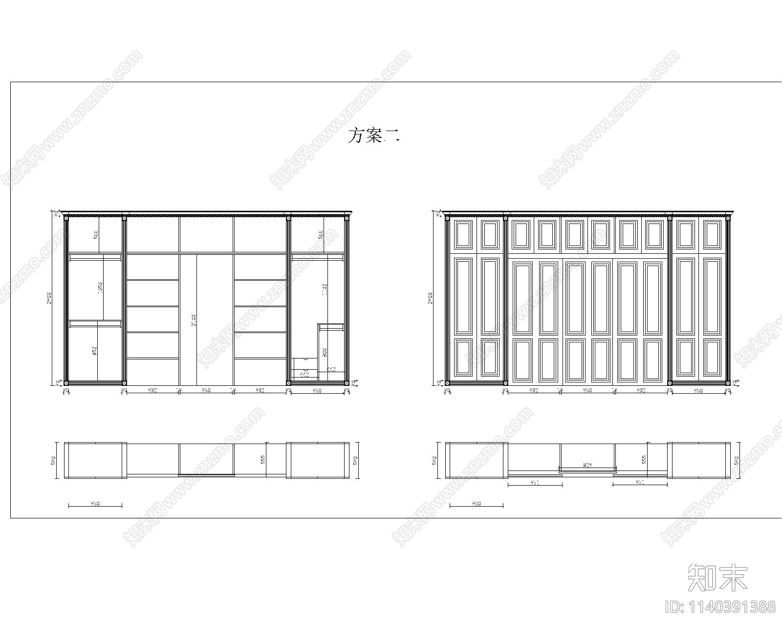 柜体平立面cad施工图下载【ID:1140391388】