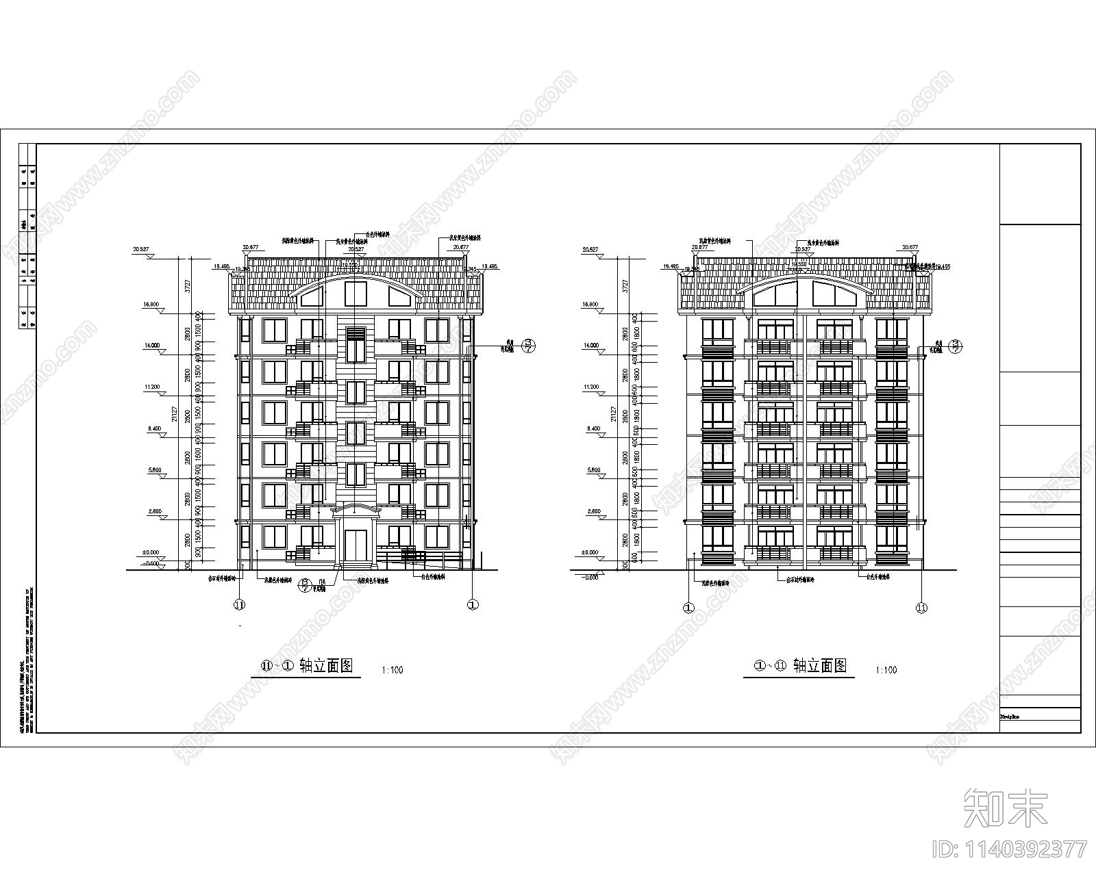 高层住宅建筑cad施工图下载【ID:1140392377】