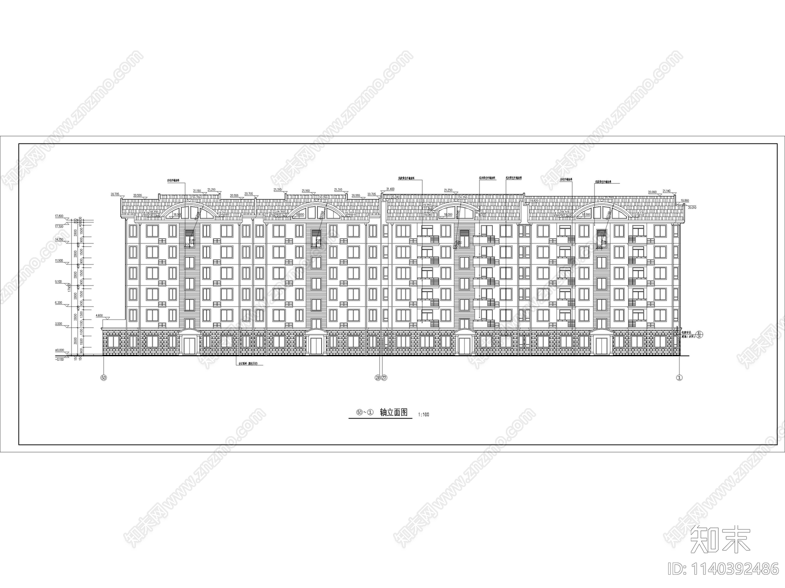 高层住宅建筑cad施工图下载【ID:1140392486】