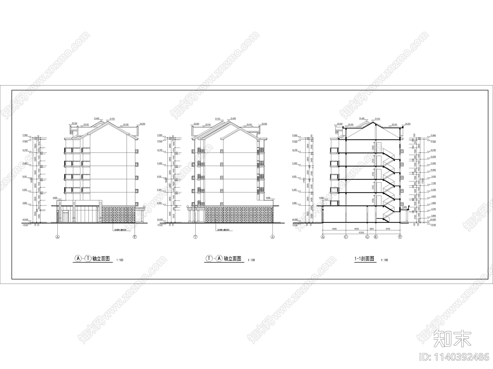 高层住宅建筑cad施工图下载【ID:1140392486】