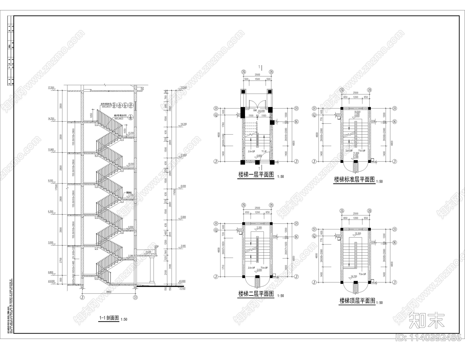 高层住宅建筑cad施工图下载【ID:1140392486】