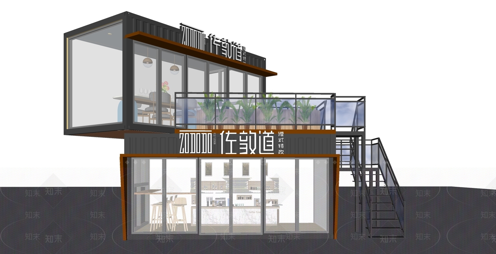 现代集装箱酒吧SU模型下载【ID:1140395814】